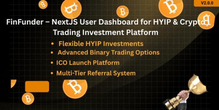 FinFunder – NextJS User Dashboard for Matrix & HYIP Investments with Crypto Trading cover image