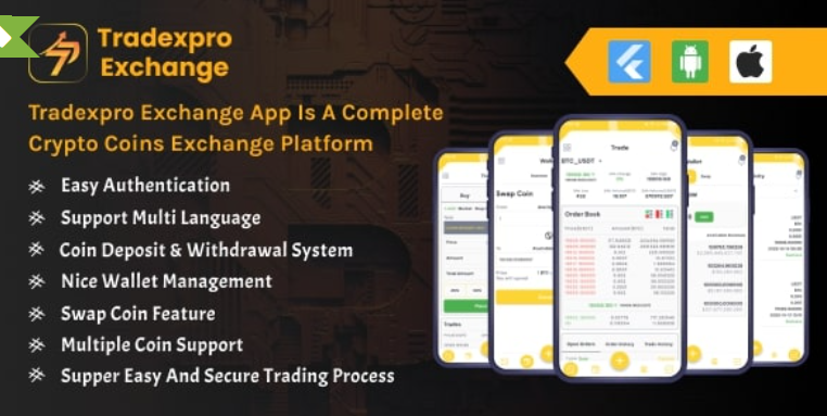 Tradexpro Exchange - Crypto Buy Sell and Trading Flutter Mobile App cover image