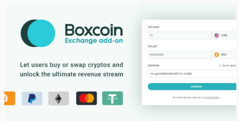 Crypto Exchange - Swap & Buy Bitcoin - Boxcoin Exchange Addon cover image