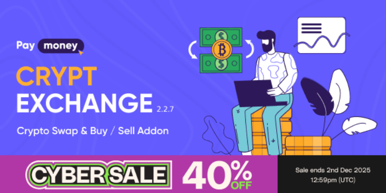 CryptExchange - Paymoney Crypto Swap and Buy/Sell Addon cover image
