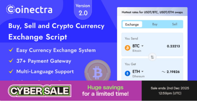 Coinectra - Buy, Sell, Staking and Crypto Currency Exchange Script cover image