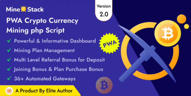 MineStack - PWA Crypto Currency Mining PHP Script cover image