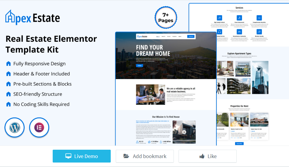 Apex Estate: Premium Real Estate Elementor Kit cover image