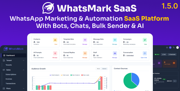WhatsMarkSaaS - WhatsApp Marketing & Automation SaaS Platform with Bots, Chats, Bulk Sender & AI cover image