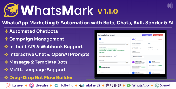 WhatsMark: WhatsApp Marketing And Automation Platform with Bots, Chats, Bulk Sender & AI cover image