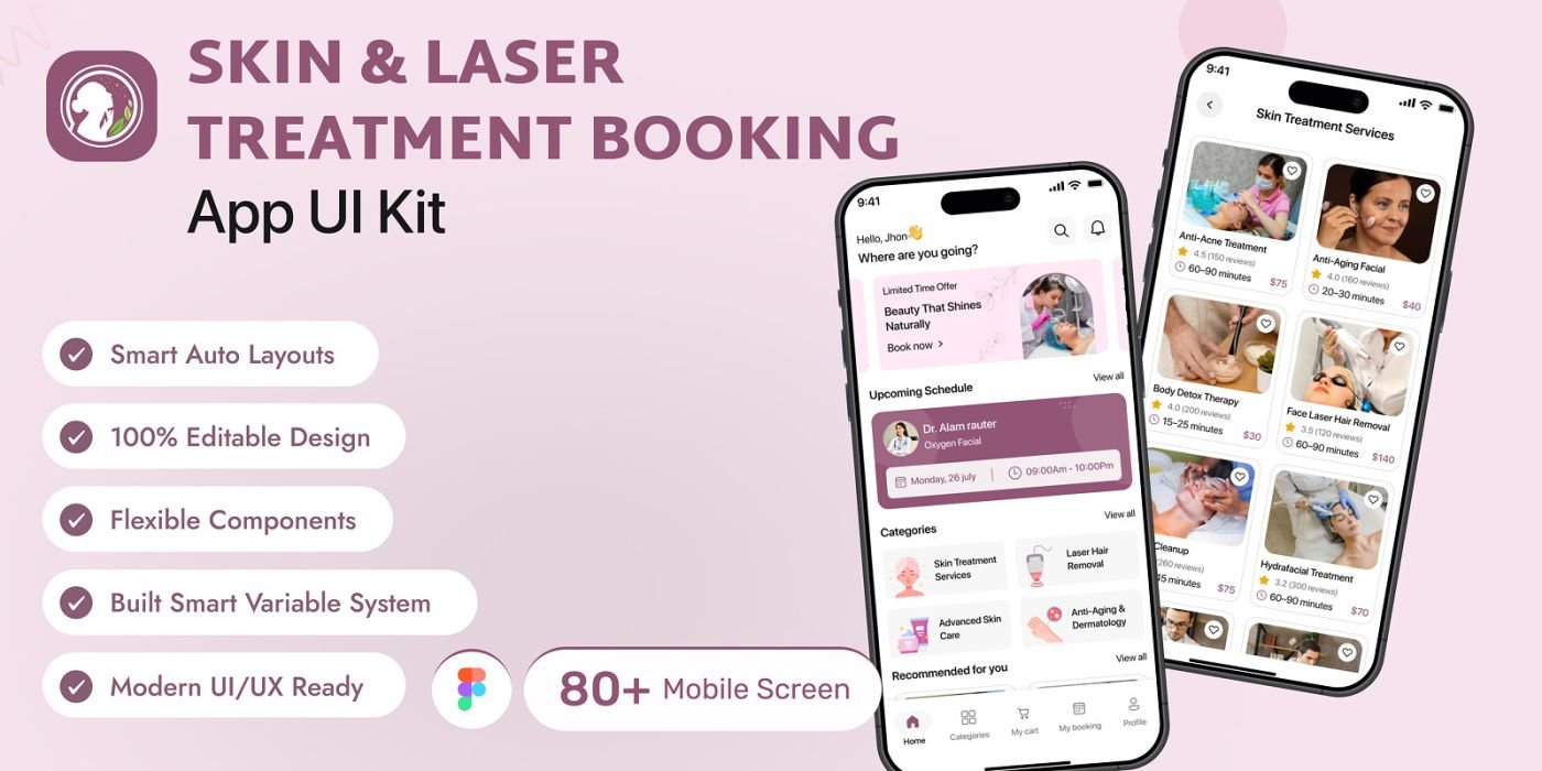 DermaGlow – Laser Treatment UI Kit cover image