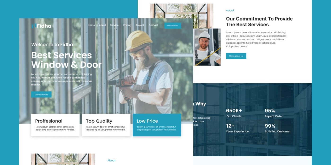 Fidha - Doors Windows Figma Landing Page Template cover image