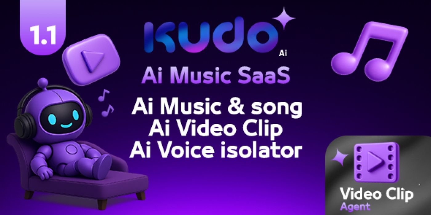 Kudo AI - AI Music Voice And Video Generator SaaS cover image