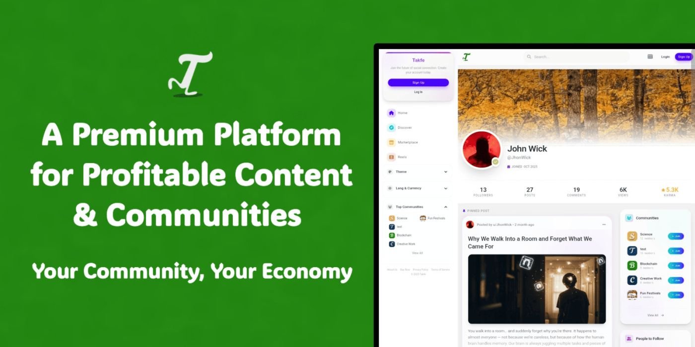 Takfe - A Community Platform for Digital Creators cover image