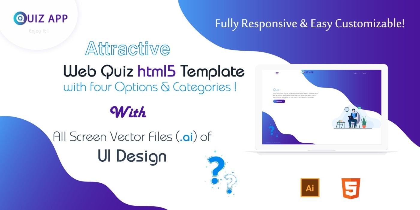 Web Quiz HTML5 Template And UI Design cover image
